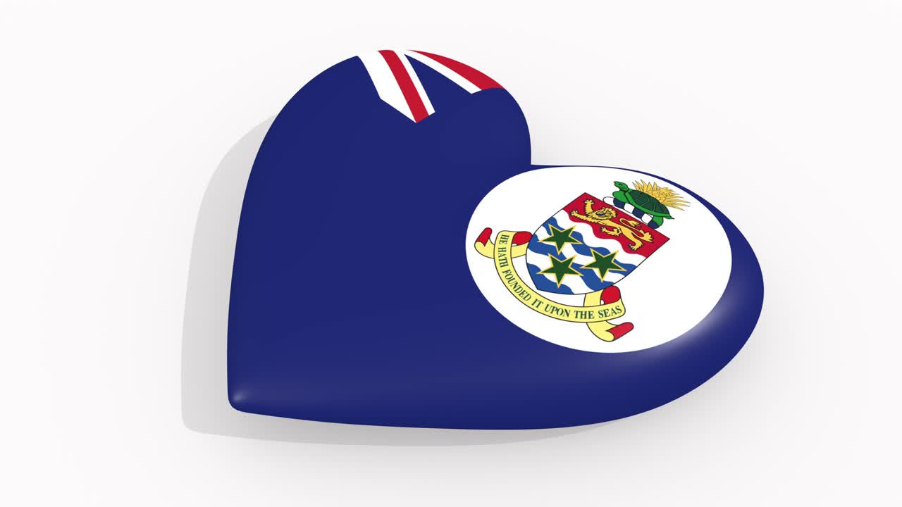 케이먼 제도의 색상과 상징으로 하 바탕에 심장, 루프
