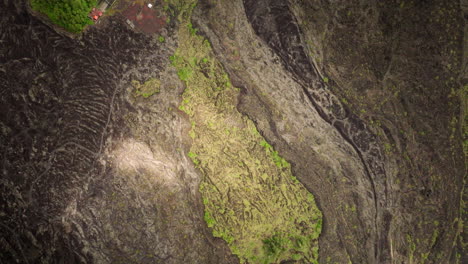 vista a ojo de pájaro, entorno con patrones, terreno, campos de lava de magma