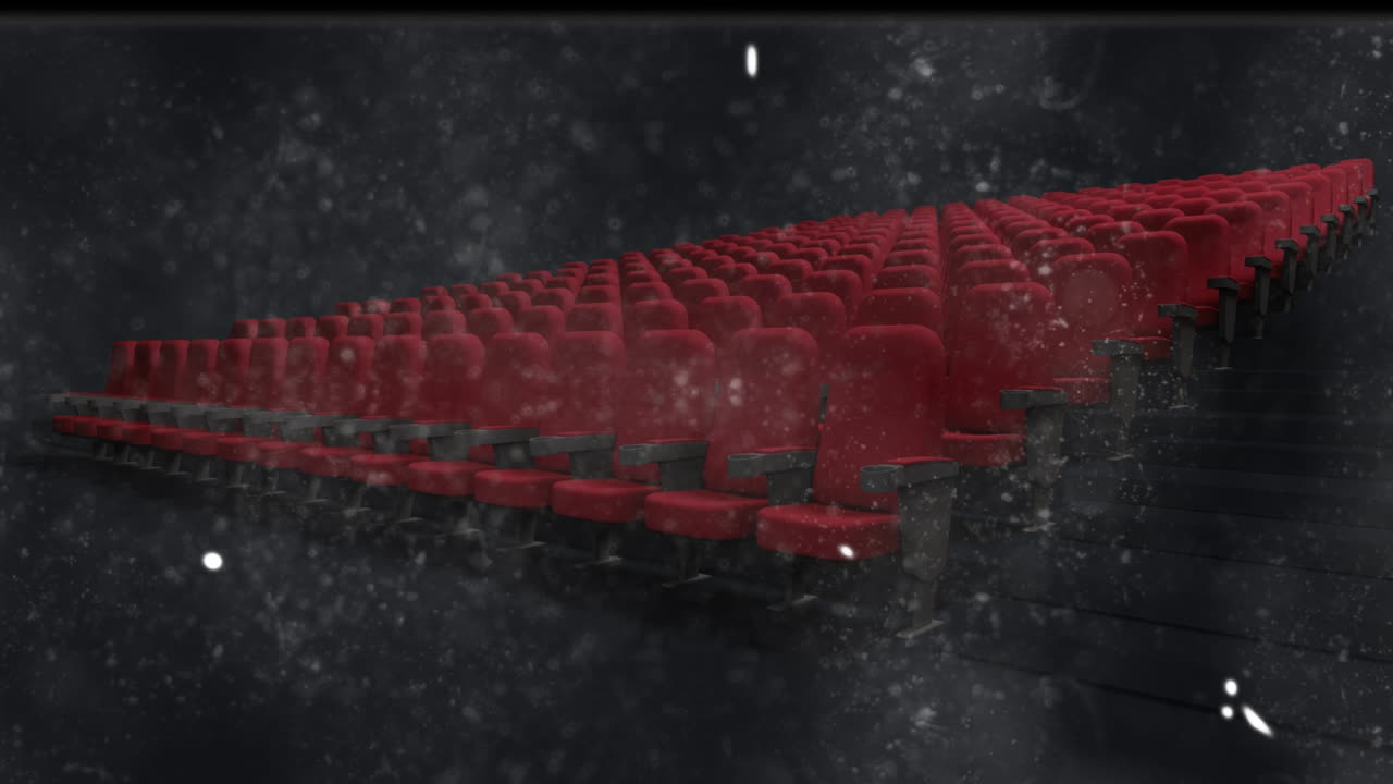 Animation af bevægelige former over biografsal