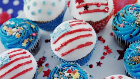 Close-up-of-cupcakes-decorated-with-4th-july-theme