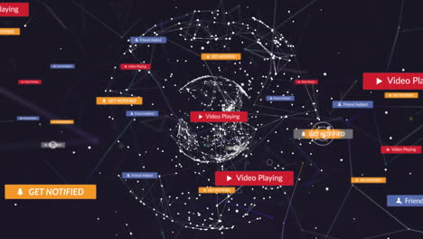 animación de iconos y formas de medios en todo el mundo
