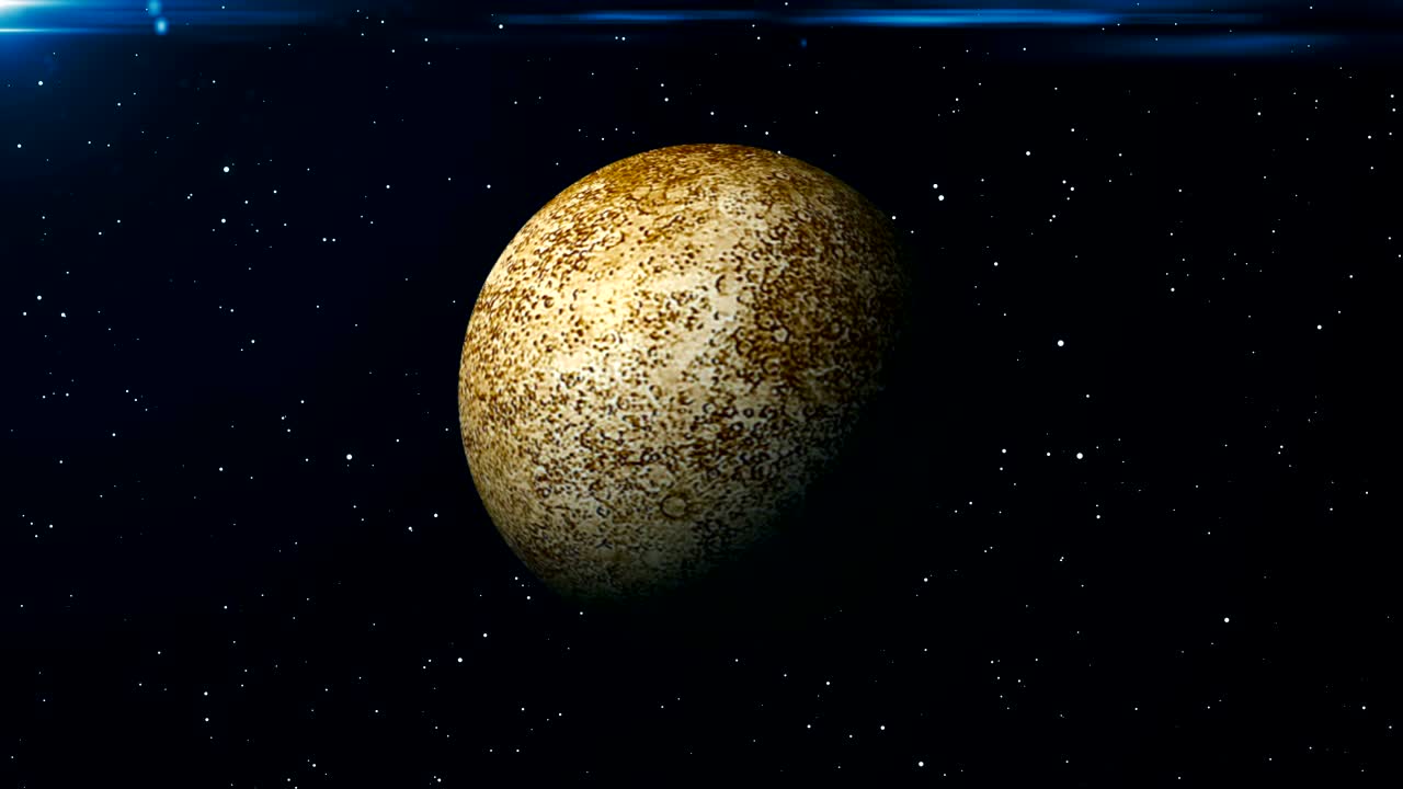 Animated Mercury planet. Abstract space background