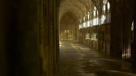 Revealing-Shot-Of-The-Corridor-Of-Gloucester-Cathedral-In-United-Kingdom