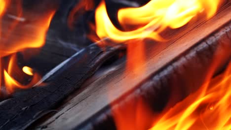 Burning Wood. Burning fire in a home fireplace. Slow motion