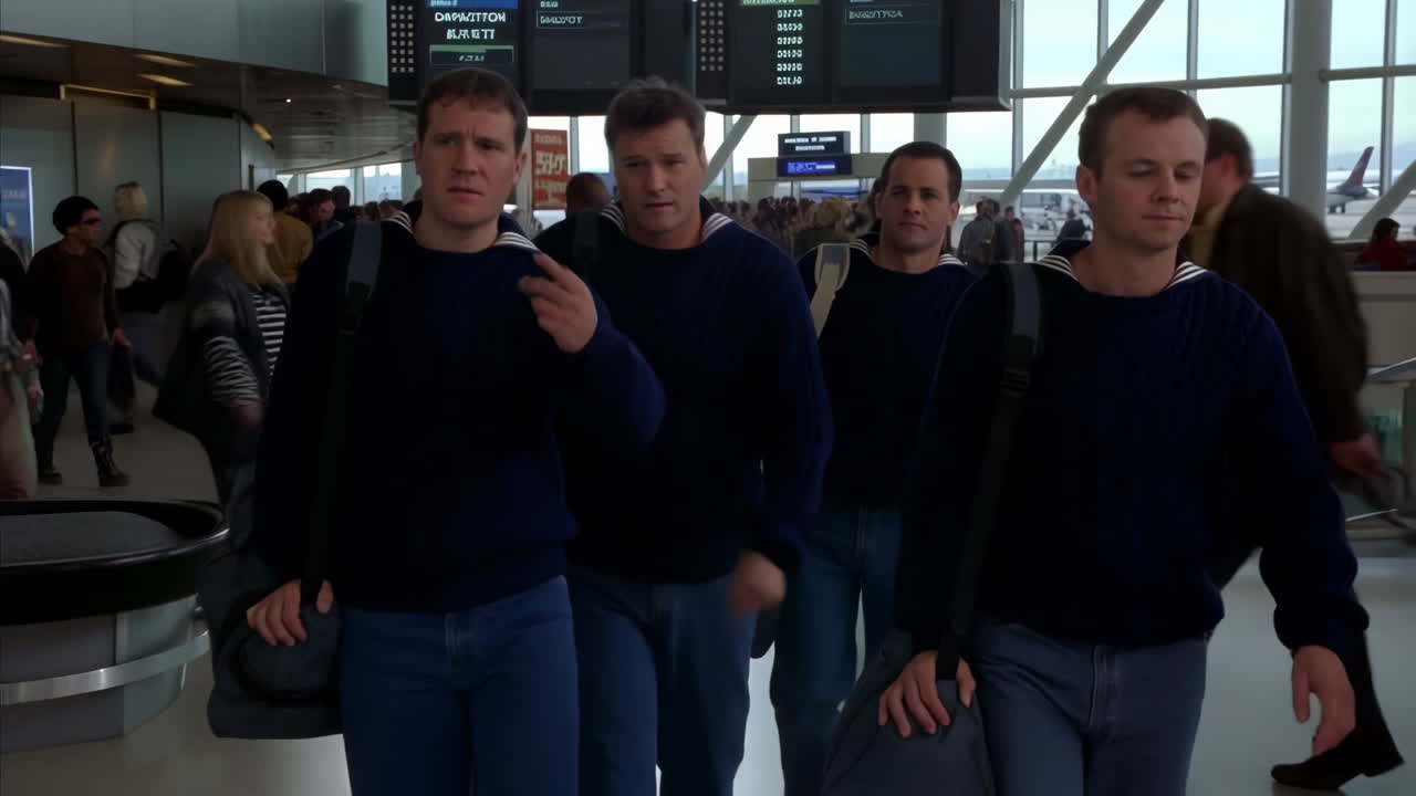 Sailors at an airport