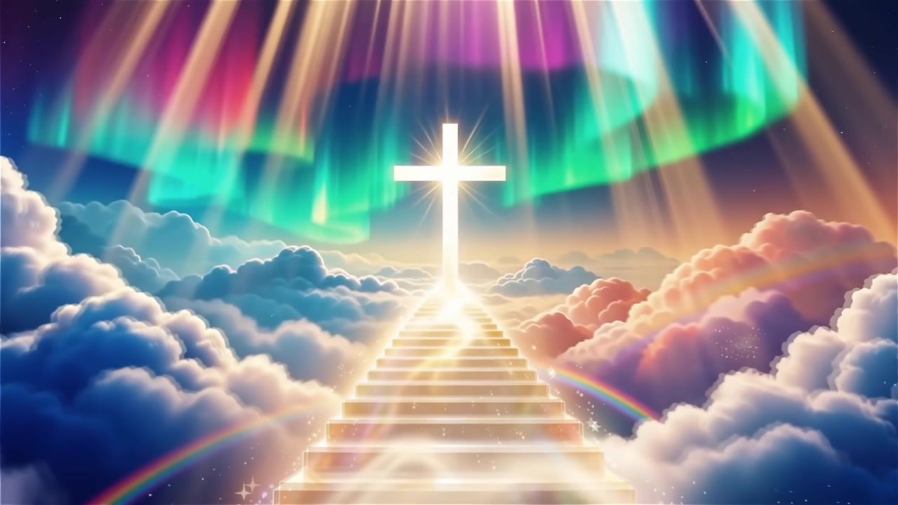 Christian Cross Heavenly Light Worship Background