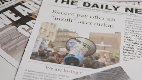 newspaper headlines discussing rail strike action in trade union dispute 5