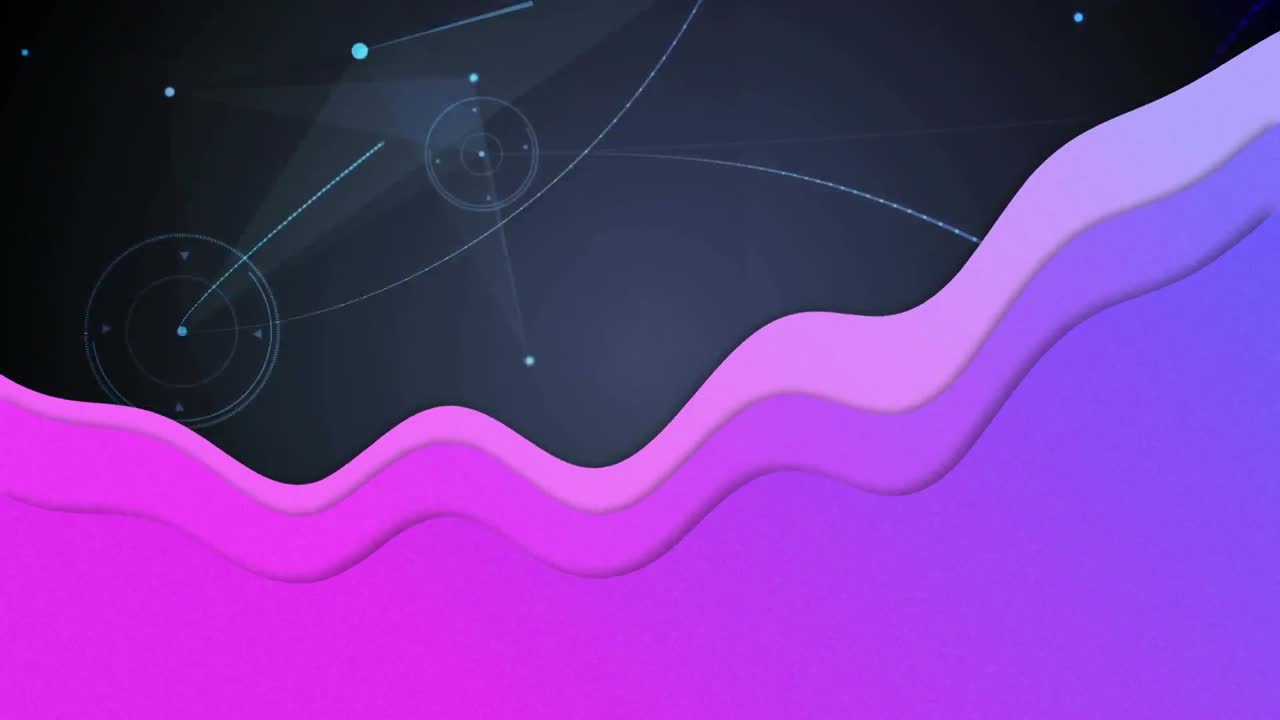 animación de redes de conexiones con onda púrpura