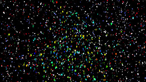 animation of multi coloured confetti falling over black background