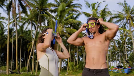 couple getting ready to dive