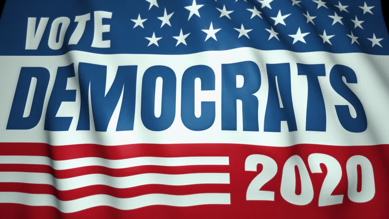 waving flag, vote for US democrat party, background, loop animation. Election 2020.