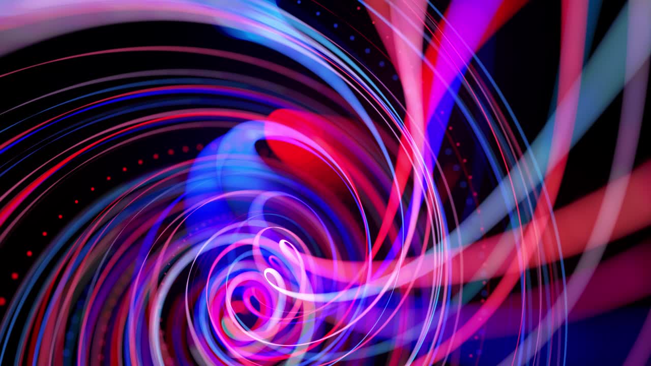 flujo de luz bg en 4k. fondo en bucle abstracto con senderos de luz, flujo de líneas de neón rojo azul en el espacio se mueven para formar formas en espiral en bucle. fondo de diseño de movimiento moderno de moda.