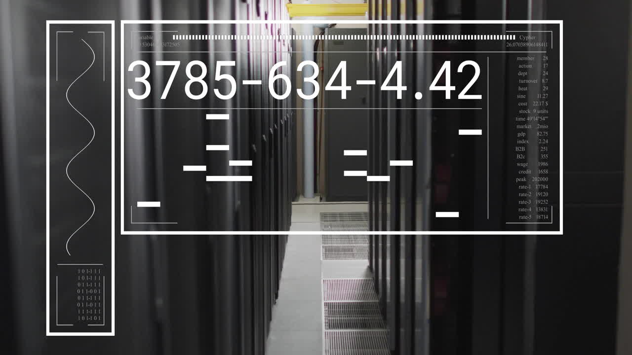 animación del procesamiento de datos en la sala de servidores