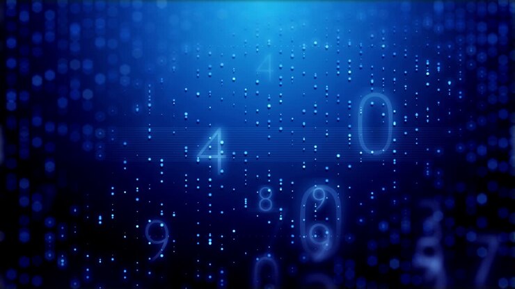Crypto virtual digital numbers neural AI data code. 4K UHD 3D video loop animation sciense background.