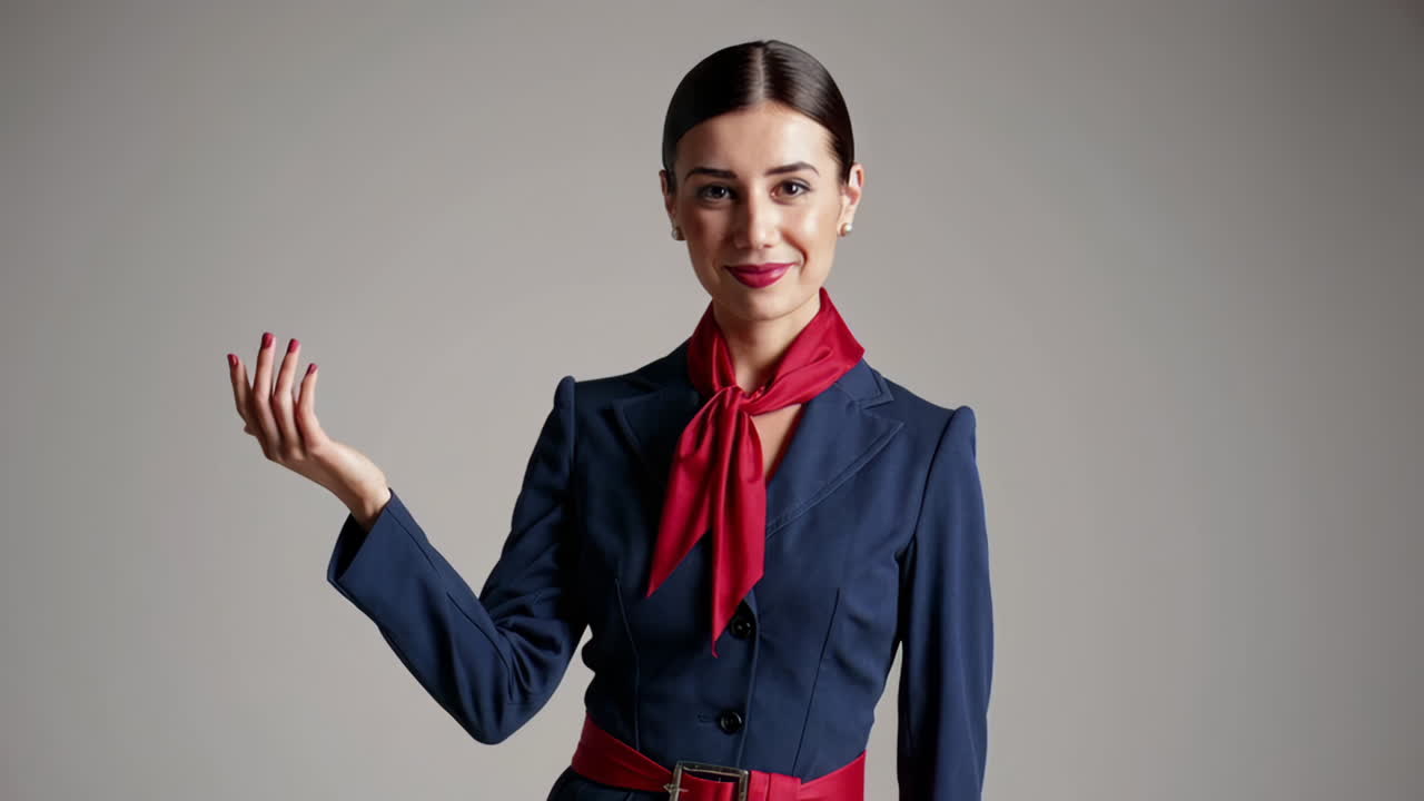 Smiling Air Hostess in Uniform