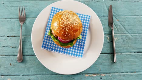 hamburger served in plate