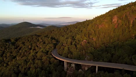 aerial pullout from below the viaduct on grandfather mountain nc, north carolina