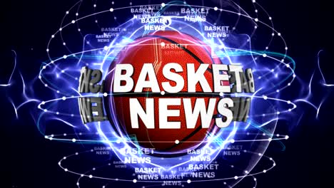 basket news text animation and ball, loop