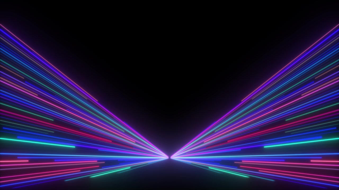 Strisce astratte di luce al neon in movimento nello spazio scuro