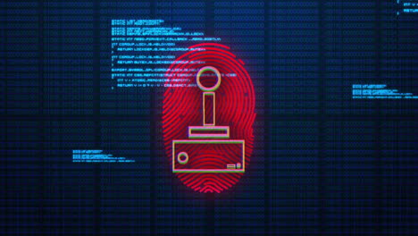 animation of gamepad and fingerprint over data processing