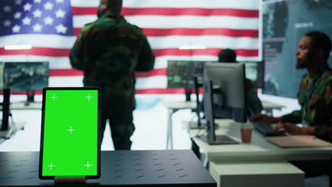 US-soldiers-working-in-a-top-secret-operation-room-with-copy-space-on-screen