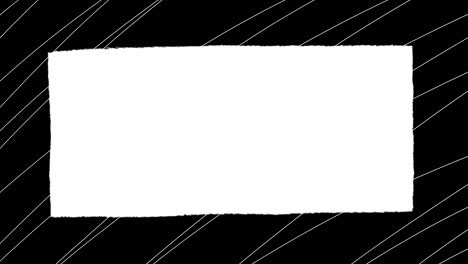 black painted border with white scribbles, stop motion animation isolated on a white background