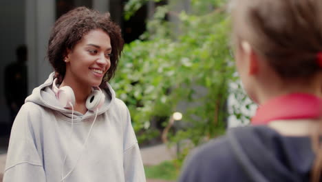 african american girl in university campus.