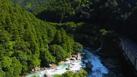 aerial view of shikoku and kochi mountain rivers 4k