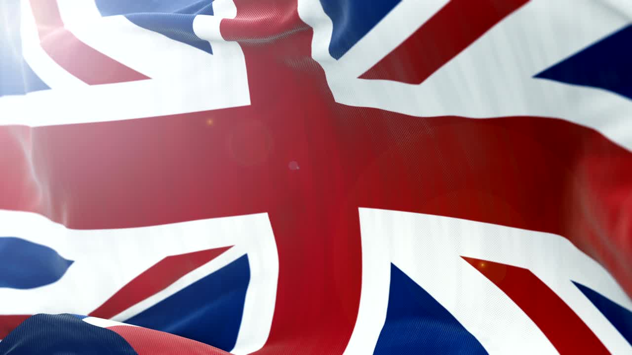 영국 국기가 느리게 흔들리는 배경, 4k 클로즈업 발 흔들림, 시엄리스 루프