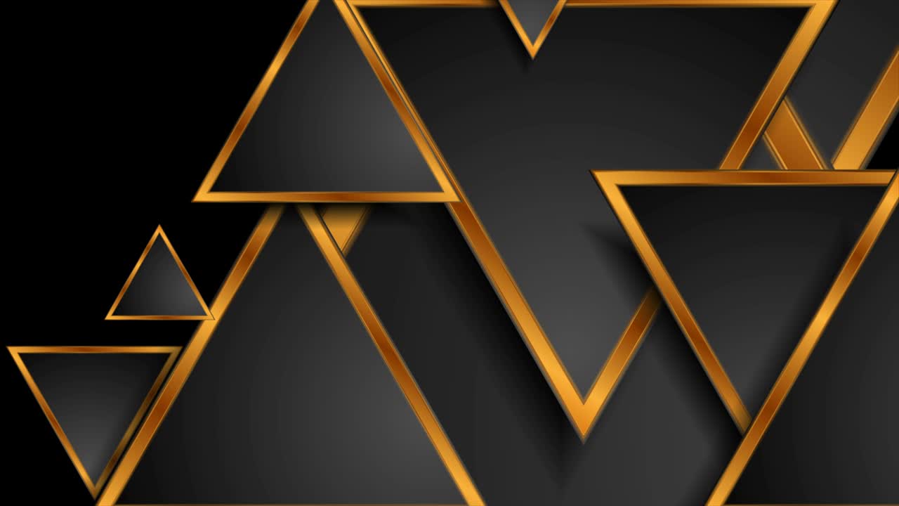 검은색과 청동색의 반이는 삼각형 추상적인 기술 비디오 애니메이션