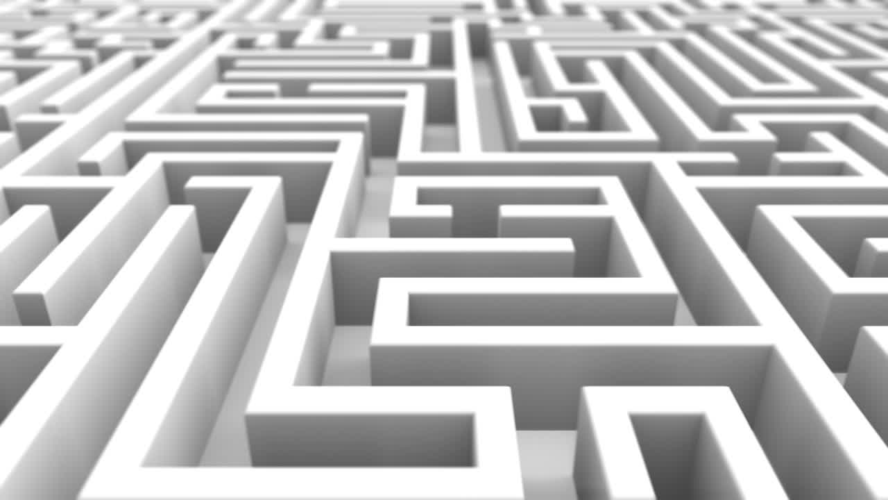 A complex white maze