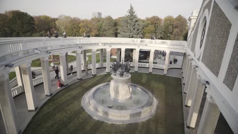 park with fountain and colonnade