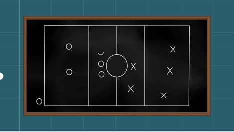 animación del tablero con plan de juego sobre fondo verde
