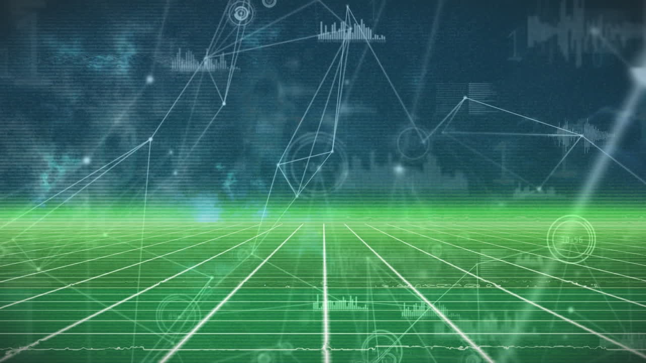 animaciones de la red de conexiones y procesamiento de datos a través de la red verde