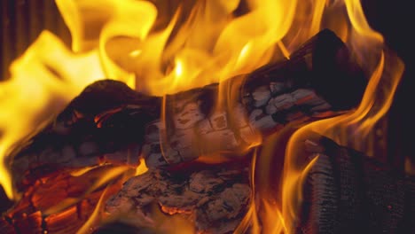 cerrar las llamas del fuego hecho de troncos en la estufa de leña en el hogar 15