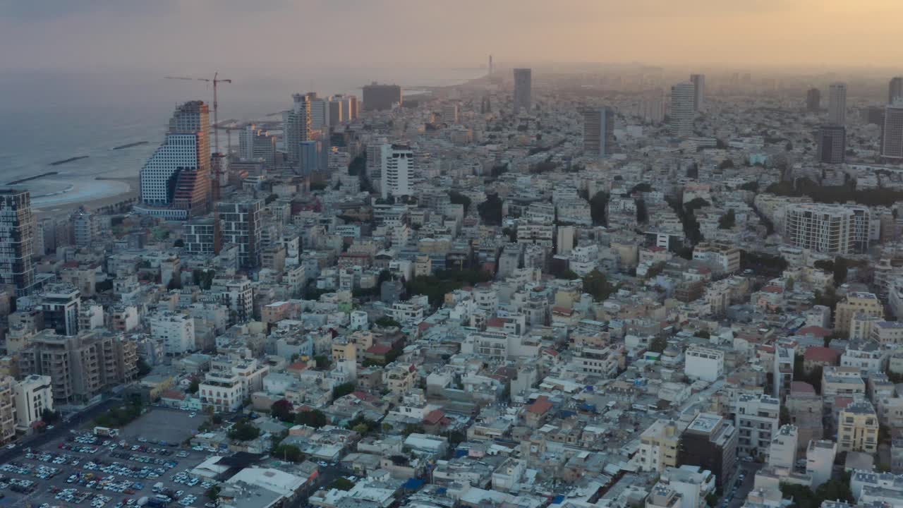 Tel Aviv Cityscape Aerial View at Sunset/Sunrise