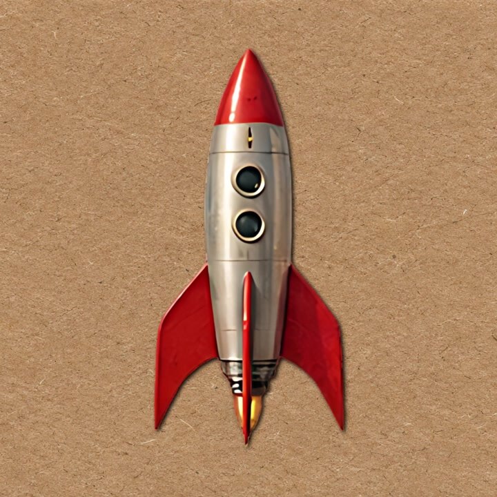 Paper Cutout Rocket Ship Animation on Textured Background