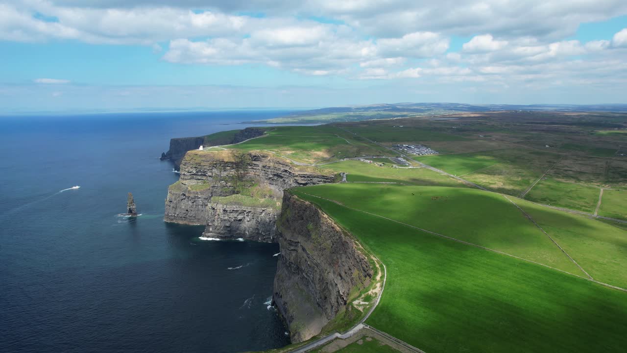 Ireland Epic locations drone circling the cliffs of Moher tourist attraction on the wild Atlantic way