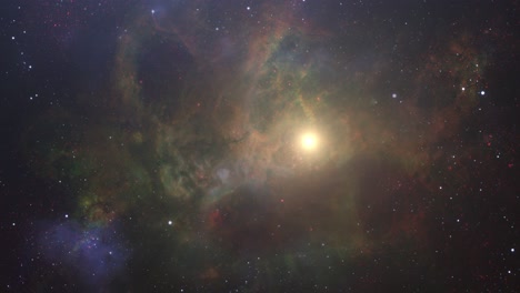 view of star-studded nebula in space 4k