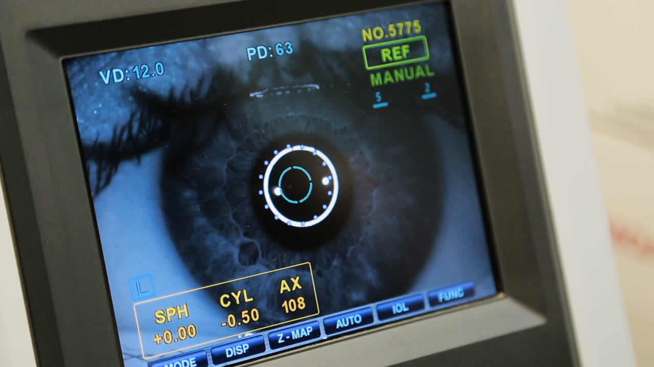 Optical medical equipment. Professional ophthalmology medical instrument in clinic office