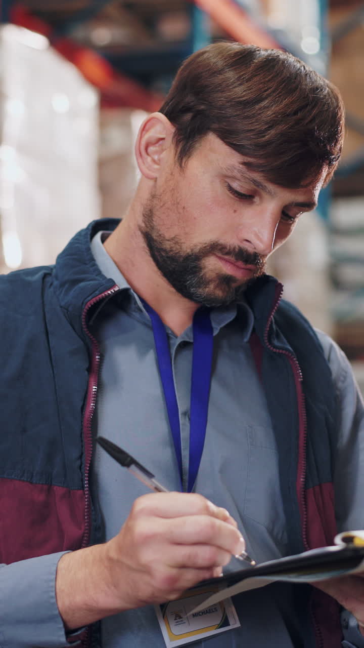 Warehouse worker checking inventory