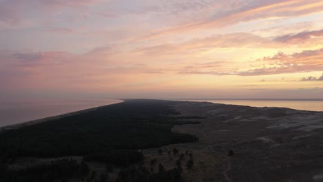 Drone-aerial-view-of-Dead-Dunes-in-Neringa,-Lithuania