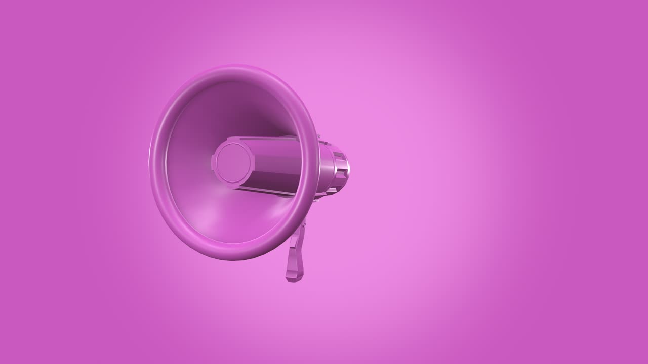 pink bullhorn rotating left to right close-up on a bright background. 3d animation rendering