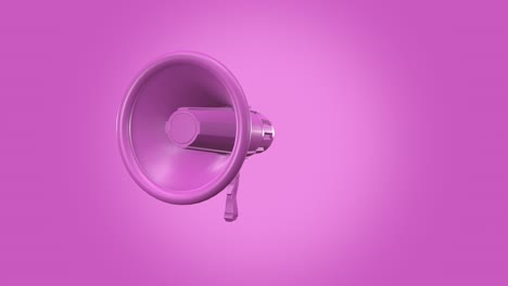 un megáfono rosa girando de izquierda a derecha en primer plano sobre un fondo brillante. renderización de animación en 3d