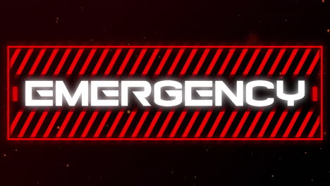 animation of emergency text over red banner on dark background