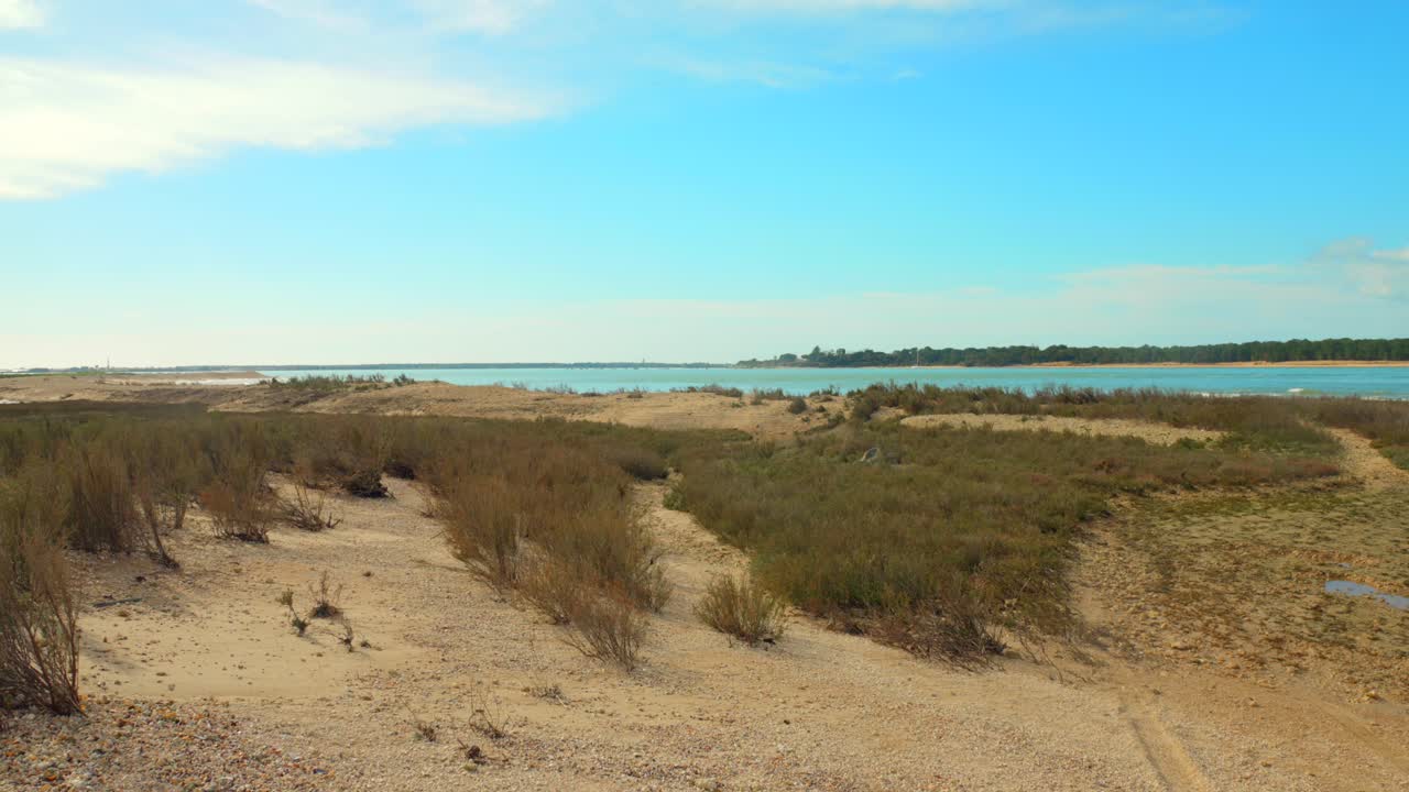 pan foto de la hermosa costa atlántica de ile de ré o isla de ré en la rochelle, francia durante el día