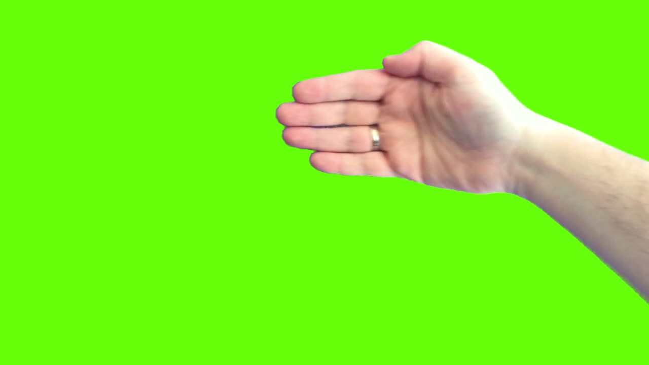 Various hand gestures on a green screen