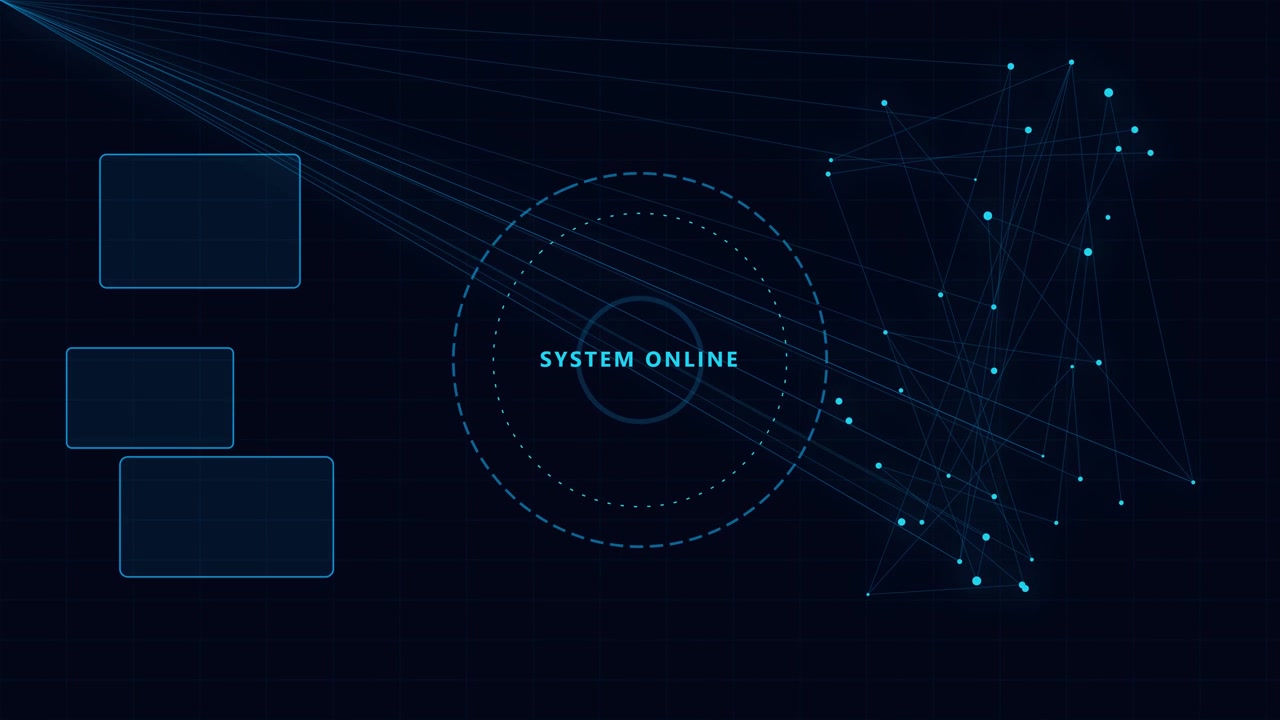 Digital Interface Displaying System Online Status with Network Nodes