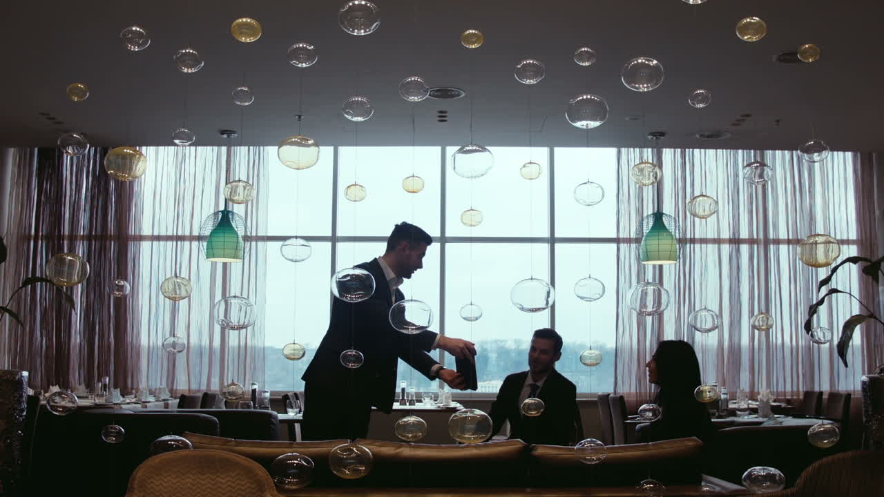 Business meeting in a luxury restaurant