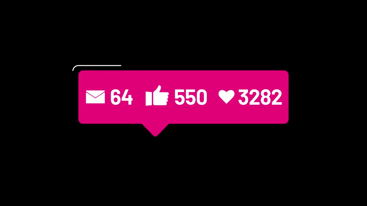 Social media icons with increasing numbers, social media networking, animation, video isolated alpha matte and green background